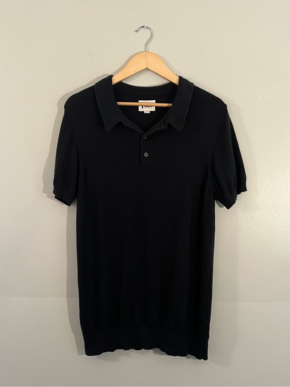 Pact black organic cotton polo shirt preppy casual vacation leisure office work